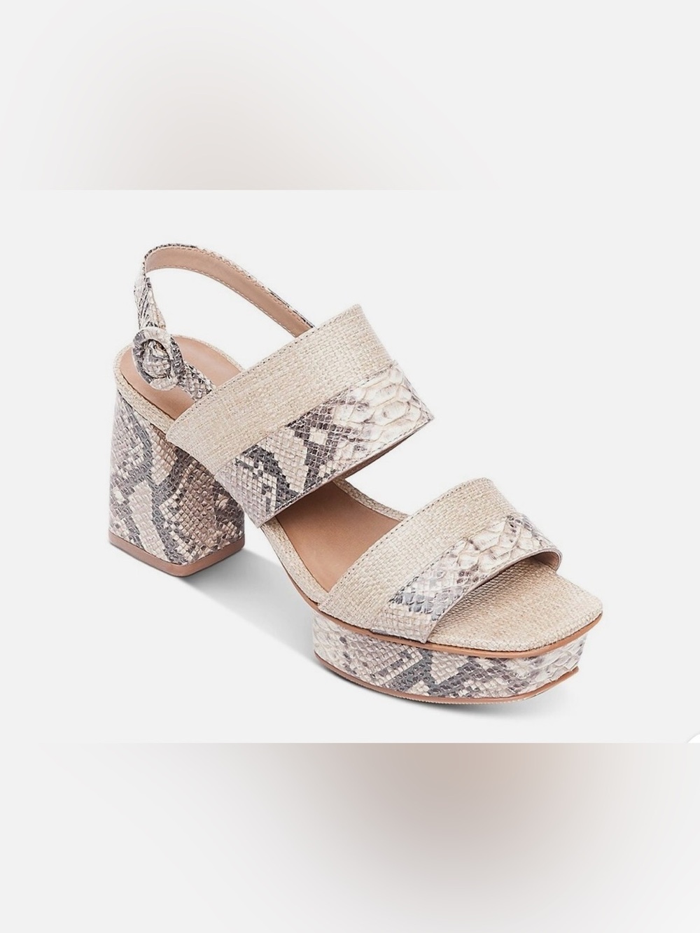NWT Racquel platform Beige Woven Platform with Snake-Print Accents size 10